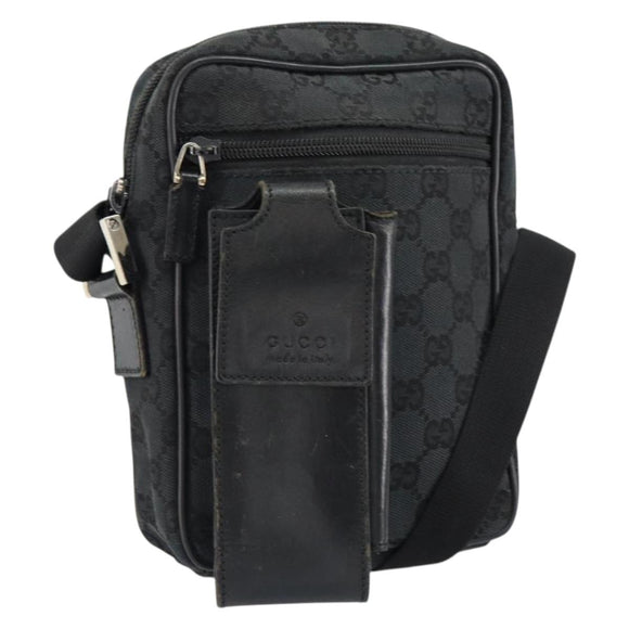 GUCCI GG Canvas Shoulder Bag Black Auth 152032