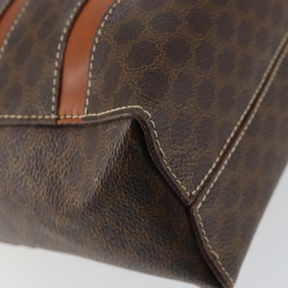 CELINE Macadam Canvas Hand Bag PVC Brown Gold Auth 152033