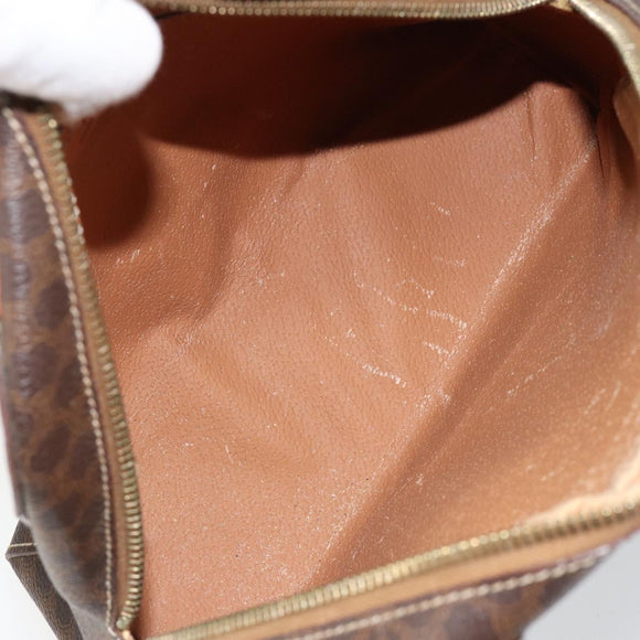 CELINE Macadam Canvas Hand Bag PVC Brown Gold Auth 152033