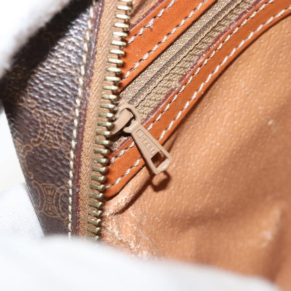 CELINE Macadam Canvas Hand Bag PVC Brown Gold Auth 152033