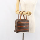 CELINE Macadam Canvas Hand Bag PVC Brown Gold Auth 152033-24