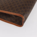 CELINE Macadam Canvas Clutch Bag PVC Leather Brown Gold Auth 152035-15