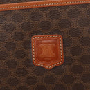 CELINE Macadam Canvas Clutch Bag PVC Leather Brown Gold Auth 152035-8