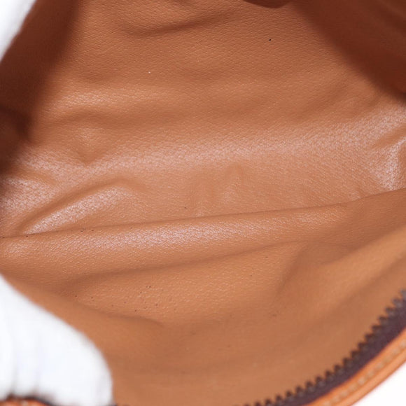 CELINE Macadam Canvas Clutch Bag PVC Leather Brown Gold Auth 152035