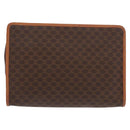 CELINE Macadam Canvas Clutch Bag PVC Leather Brown Gold Auth 152035-2