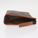 CELINE Macadam Canvas Clutch Bag PVC Leather Brown Gold Auth 152035-3