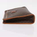 CELINE Macadam Canvas Clutch Bag PVC Leather Brown Gold Auth 152035-4