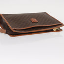CELINE Macadam Canvas Clutch Bag PVC Leather Brown Gold Auth 152035-5