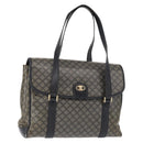 CELINE Macadam Canvas Shoulder Bag PVC Black Gold Auth 152036-1