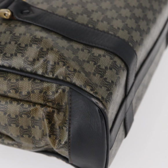 CELINE Macadam Canvas Shoulder Bag PVC Black Gold Auth 152036