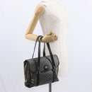 CELINE Macadam Canvas Shoulder Bag PVC Black Gold Auth 152036-25