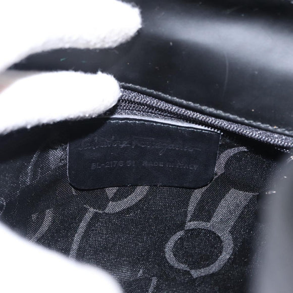 Salvatore Ferragamo Shoulder Bag Patent leather Black Silver Auth 152037