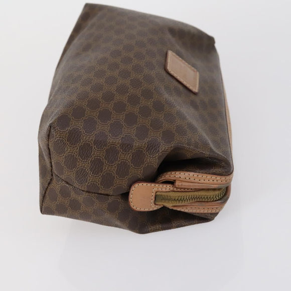 CELINE Macadam Canvas Clutch Bag PVC Leather 3 Set Brown Auth 152038