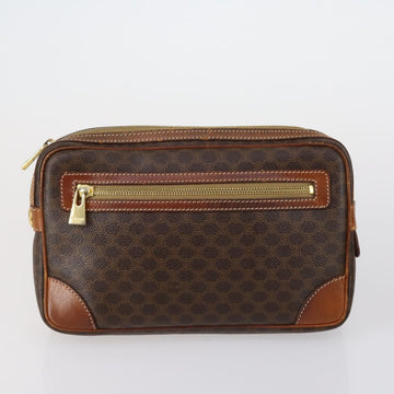 CELINE Macadam Canvas Clutch Bag PVC Leather 3 Set Brown Auth 152038 - 0
