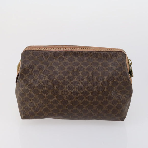 CELINE Macadam Canvas Clutch Bag PVC Leather 3 Set Brown Auth 152038