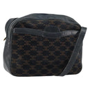 CELINE Macadam Canvas Shoulder Bag Black Gold Auth 152042-1