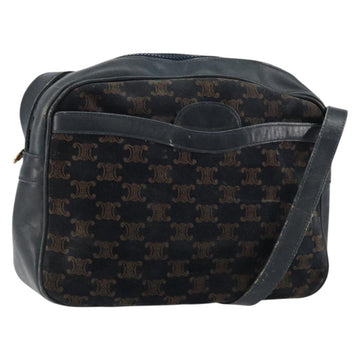 CELINE Macadam Canvas Shoulder Bag Black Gold Auth 152042