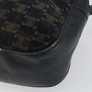 CELINE Macadam Canvas Shoulder Bag Black Gold Auth 152042-8