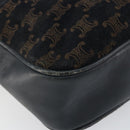 CELINE Macadam Canvas Shoulder Bag Black Gold Auth 152042-15