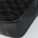 CELINE Macadam Canvas Shoulder Bag Black Gold Auth 152042-16