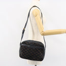 CELINE Macadam Canvas Shoulder Bag Black Gold Auth 152042-22