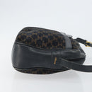 CELINE Macadam Canvas Shoulder Bag Black Gold Auth 152042-3