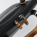 GUCCI Bamboo Hand Bag Leather Black Gold 000 1274 0290 Auth 152044-17