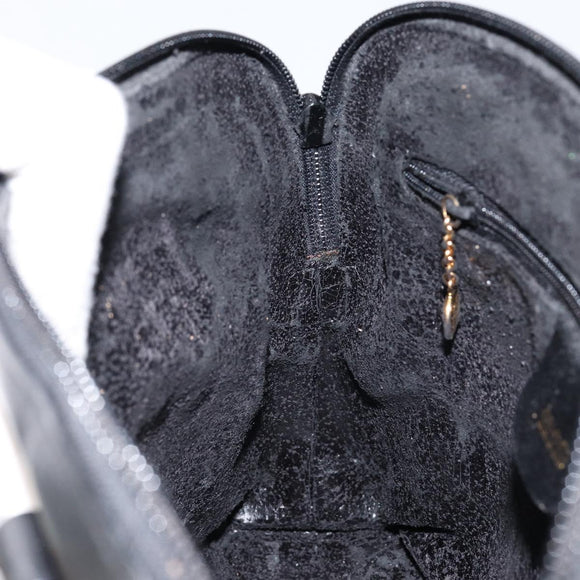 GUCCI Bamboo Hand Bag Leather Black Gold 000 1274 0290 Auth 152044