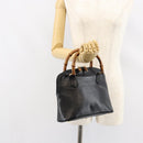 GUCCI Bamboo Hand Bag Leather Black Gold 000 1274 0290 Auth 152044-22