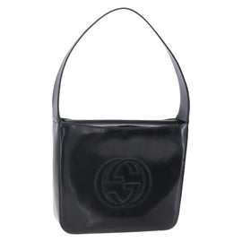GUCCI Shoulder Bag Enamel Black 000 1013 0506 Auth 152045