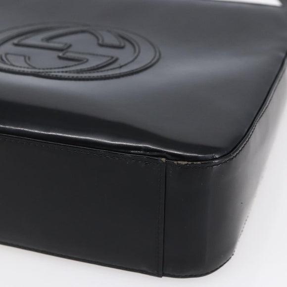 GUCCI Shoulder Bag Enamel Black 000 1013 0506 Auth 152045