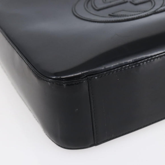 GUCCI Shoulder Bag Enamel Black 000 1013 0506 Auth 152045