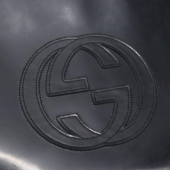 GUCCI Shoulder Bag Enamel Black 000 1013 0506 Auth 152045