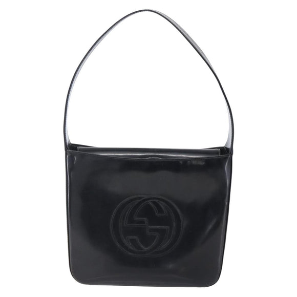 GUCCI Shoulder Bag Enamel Black 000 1013 0506 Auth 152045