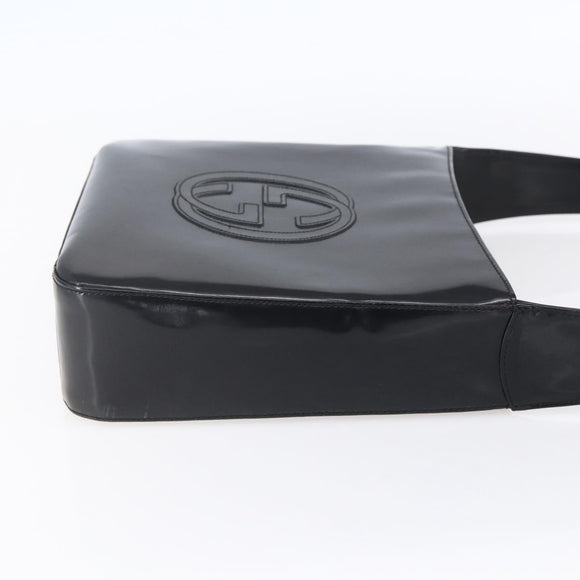 GUCCI Shoulder Bag Enamel Black 000 1013 0506 Auth 152045