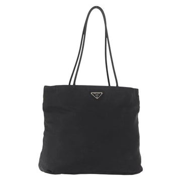 PRADA Tote Bag Nylon Black Gold Auth 152046