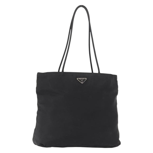 PRADA Tote Bag Nylon Black Gold Auth 152046