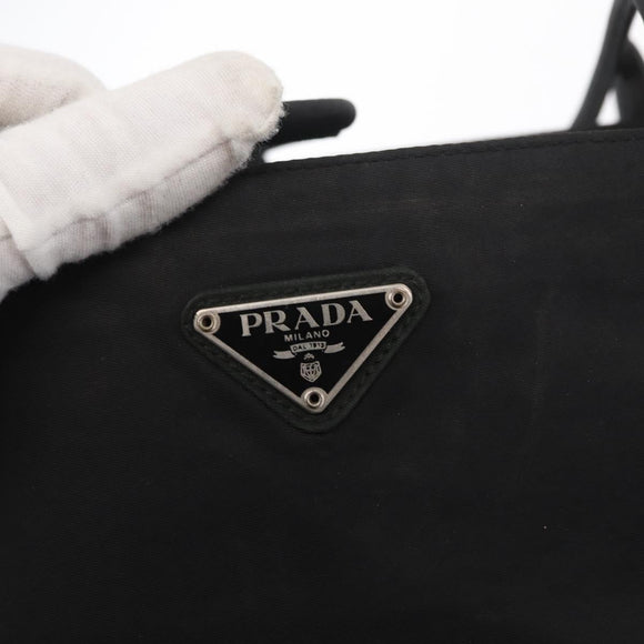 PRADA Tote Bag Nylon Black Gold Auth 152046