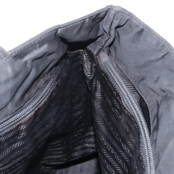 PRADA Tote Bag Nylon Black Gold Auth 152046