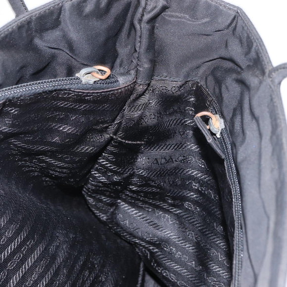 PRADA Tote Bag Nylon Black Gold Auth 152046