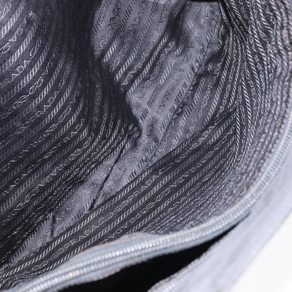 PRADA Tote Bag Nylon Black Gold Auth 152046