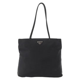 PRADA Tote Bag Nylon Black Gold Auth 152046 - 0