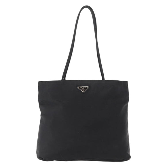 PRADA Tote Bag Nylon Black Gold Auth 152046