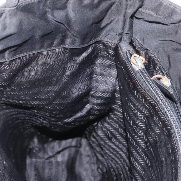 PRADA Tote Bag Nylon Black Gold Auth 152046