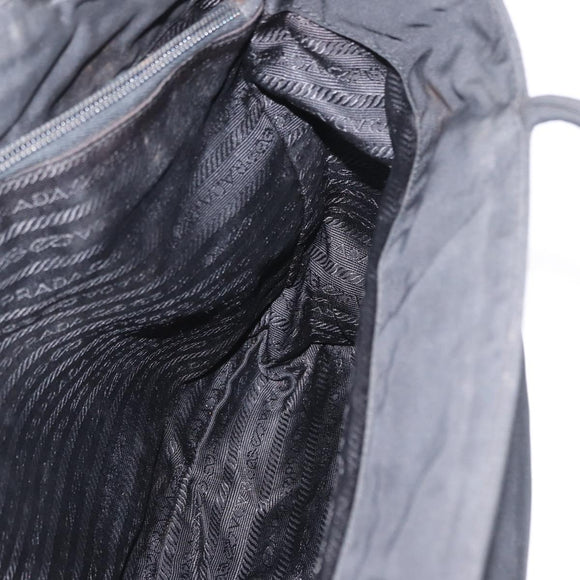 PRADA Tote Bag Nylon Black Gold Auth 152046