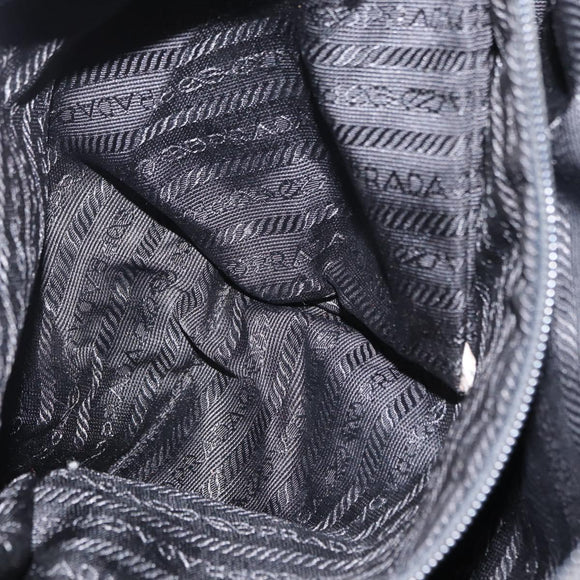 PRADA Tote Bag Nylon Black Gold Auth 152046