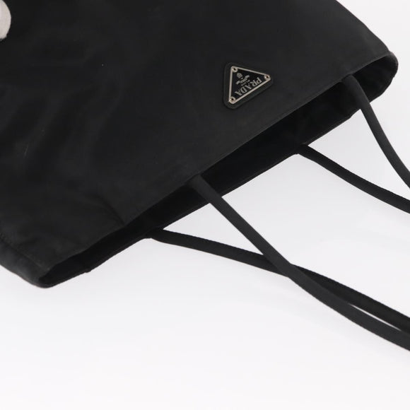 PRADA Tote Bag Nylon Black Gold Auth 152046