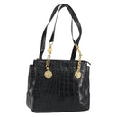 Gianni Versace Tote Bag Leather Black Gold Auth 152047-1