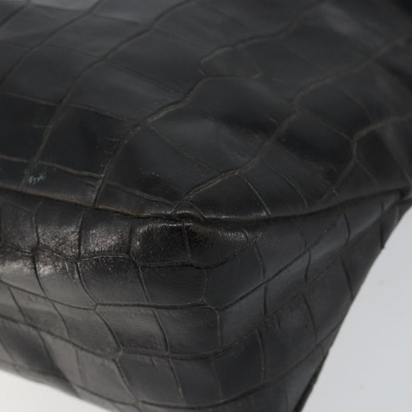 Gianni Versace Tote Bag Leather Black Gold Auth 152047