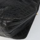 Gianni Versace Tote Bag Leather Black Gold Auth 152047-15